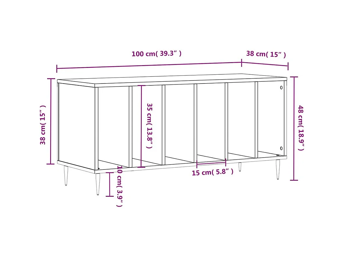 Witte platenkast 100x38x48 cm samengesteld hout