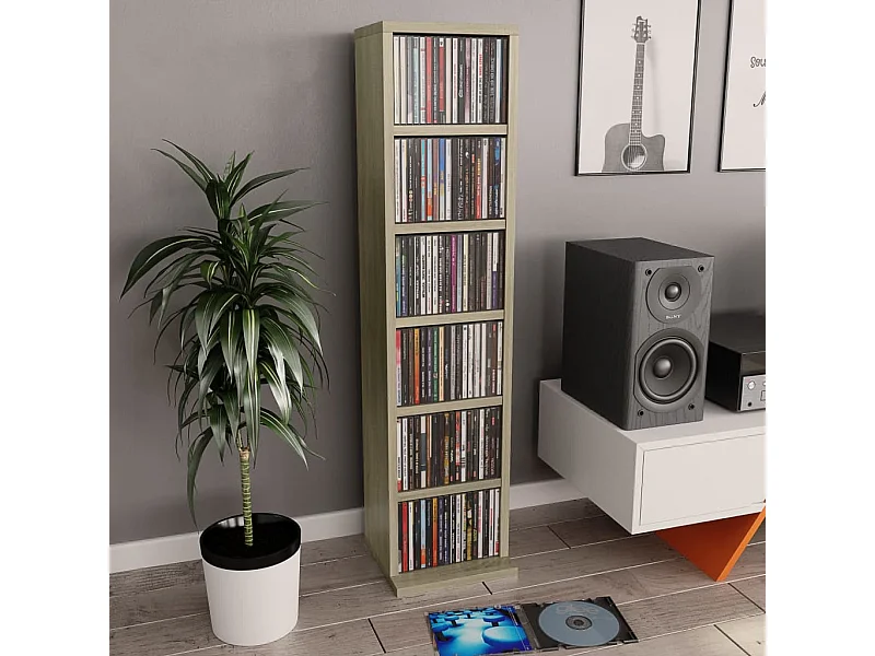 CD-Schrank Sonoma-Eiche 21x20x88 cm Holzwerkstoff