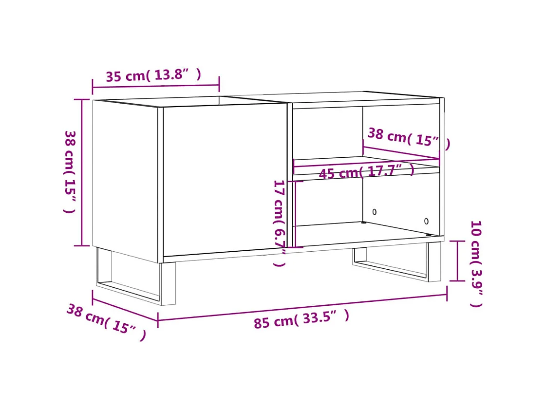 Armoire à disques blanc brillant 85x38x48 cm bois d'ingénierie