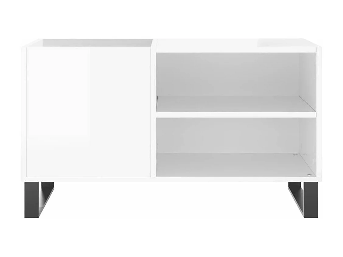 Glanzend witte platenkast 85x38x48 cm samengesteld hout