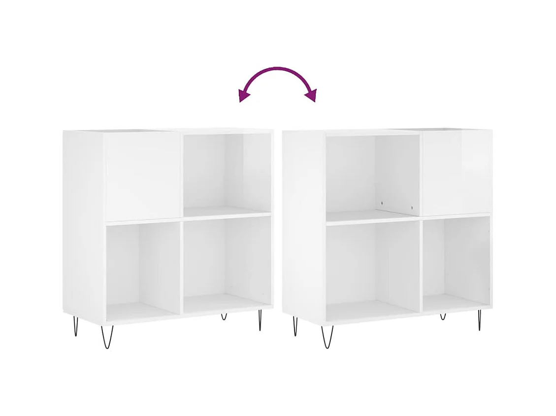 Armoire à disques blanc brillant 84,5x38x89cm bois d'ingénierie