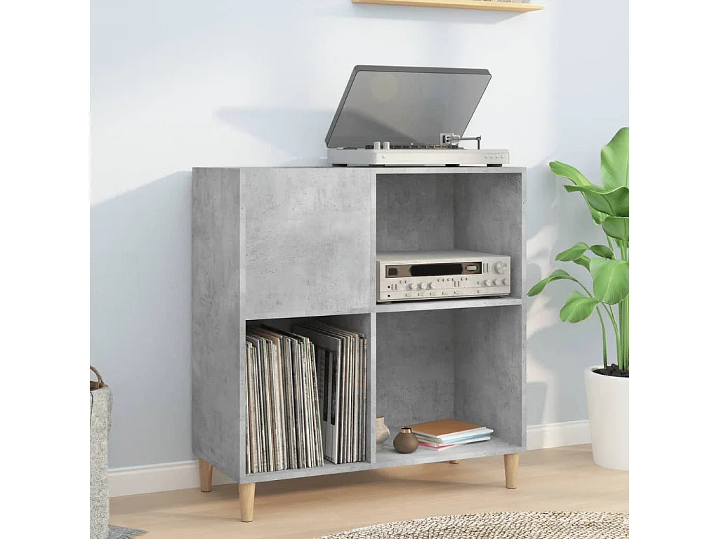 Armoire à disques gris béton 84,5x38x89 cm bois d'ingénierie