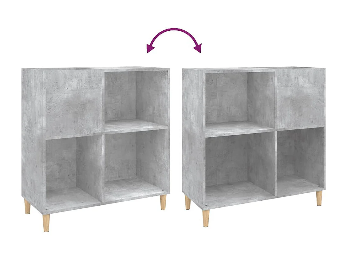 Armoire à disques gris béton 84,5x38x89 cm bois d'ingénierie