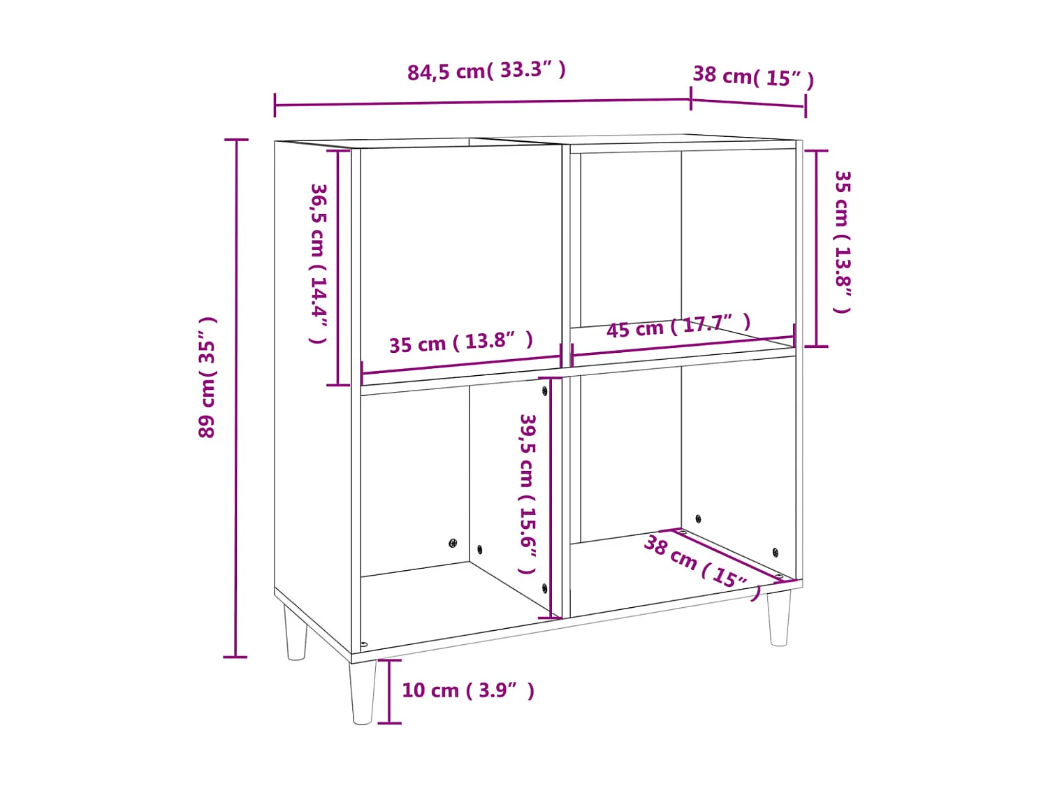 Armoire à disques gris béton 84,5x38x89 cm bois d'ingénierie