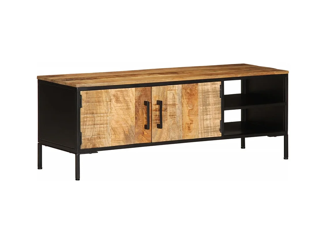 Meuble TV 110x35x40 cm bois massif de manguier brut