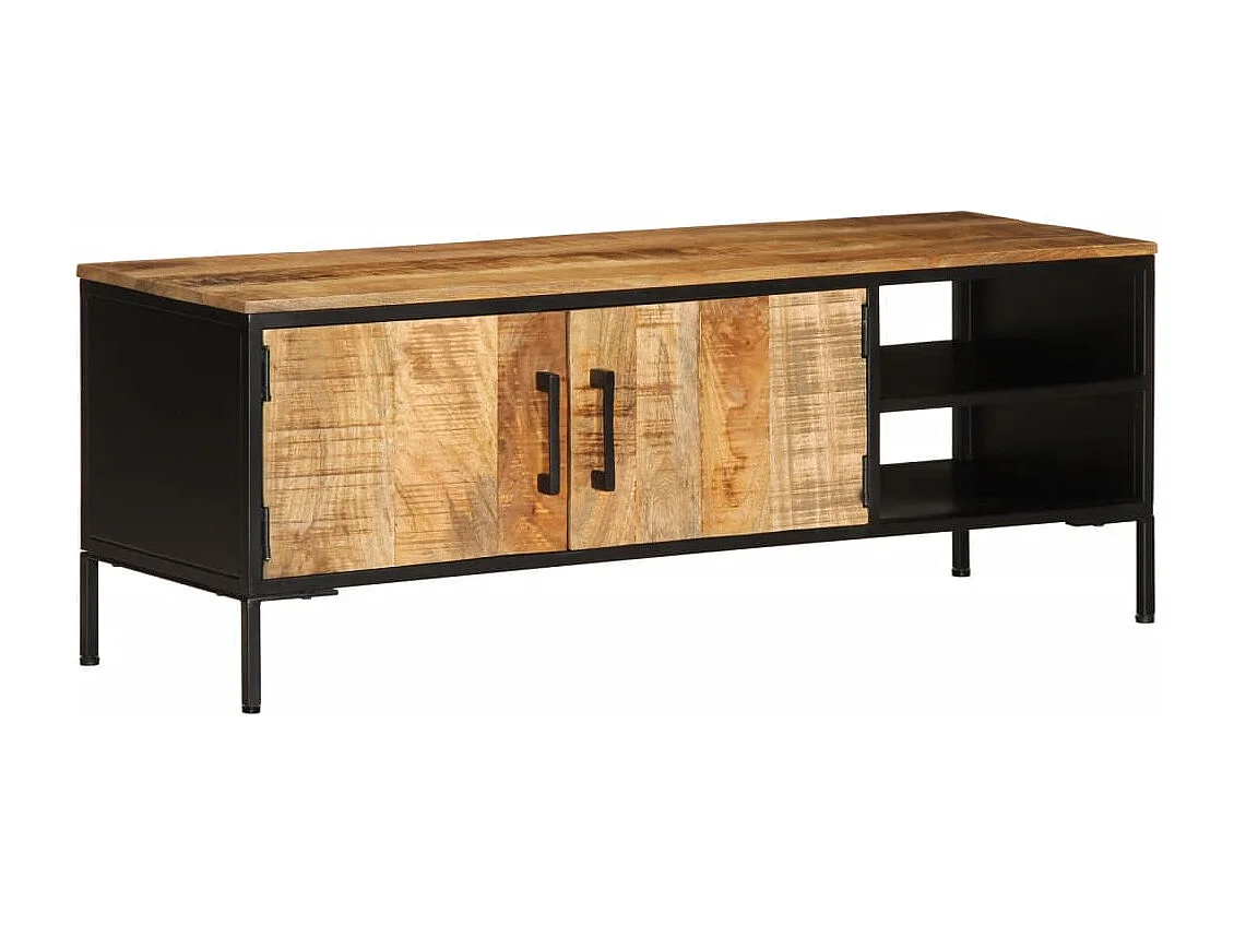 Meuble TV 110x35x40 cm bois massif de manguier brut