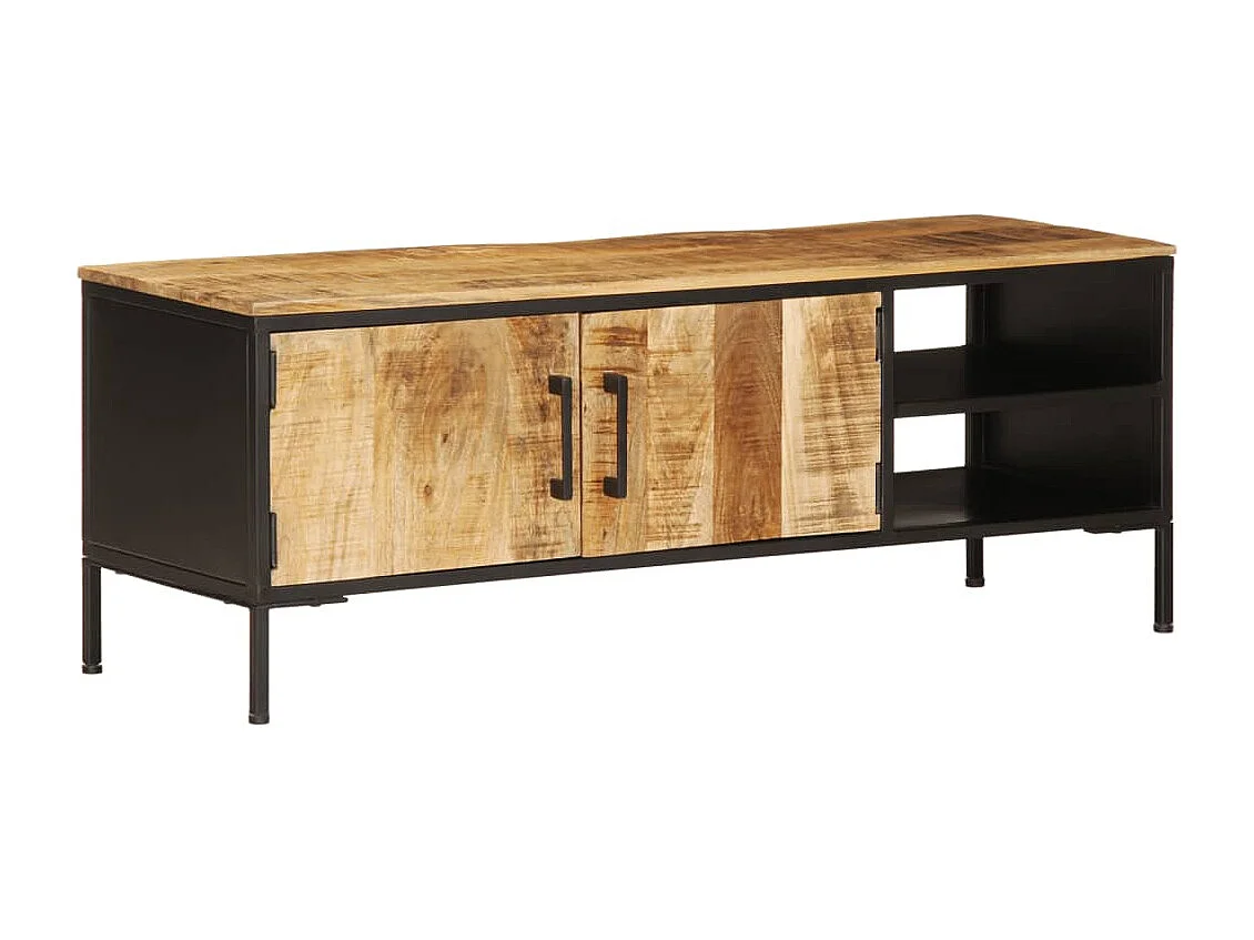 Meuble TV 110x35x40 cm bois massif de manguier brut