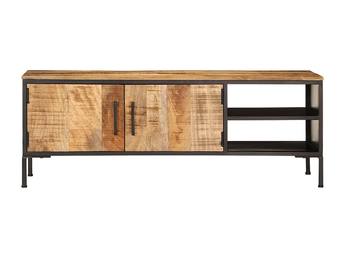 Meuble TV 110x35x40 cm bois massif de manguier brut
