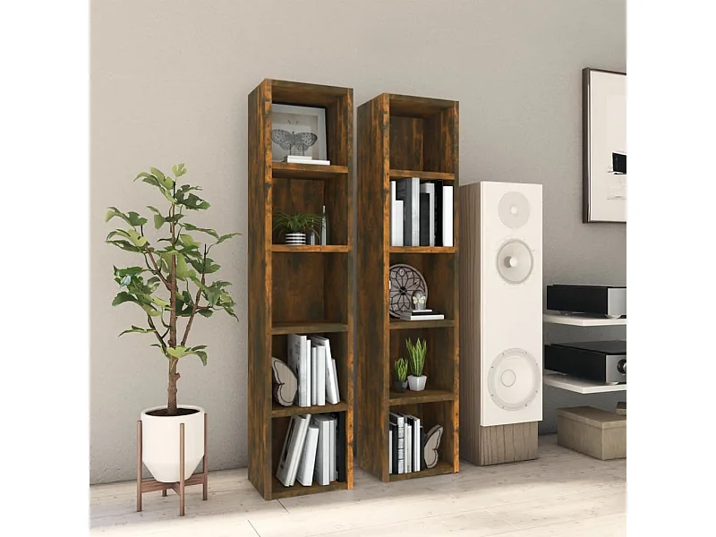 Muebles CD 2 uds Roble ahumado 21x16x93,5 cm Madera contrachapada