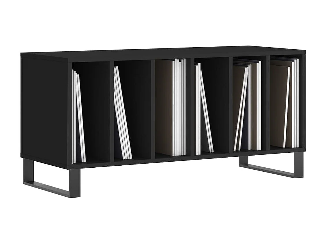 Armoire à disques noir 100x38x48 cm bois d'ingénierie