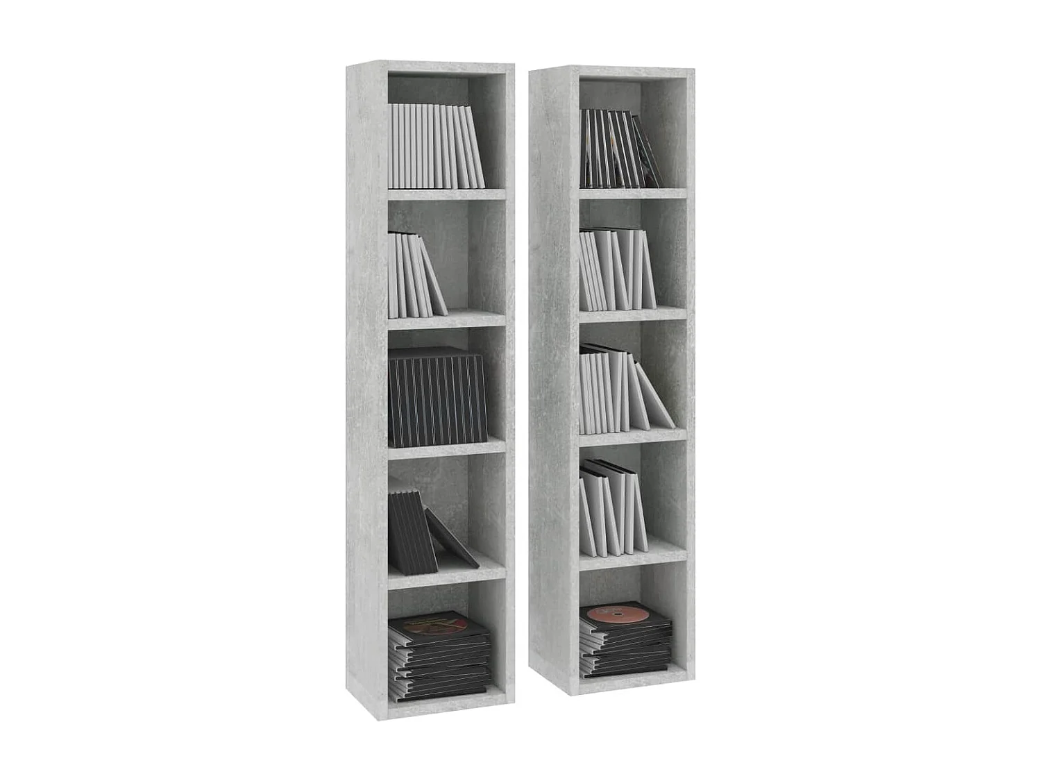 Armoires à CD 2 pcs Gris béton 21x16x93,5 cm Bois d'ingénierie