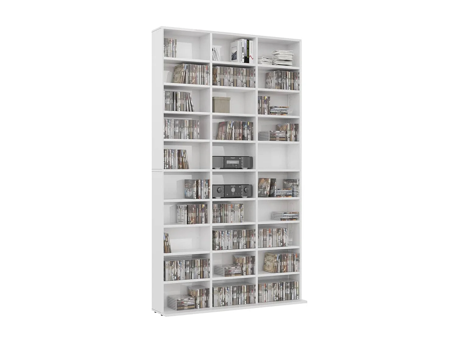 Armoire à CD Blanc brillant 102x16x177,5 cm Bois d'ingénierie