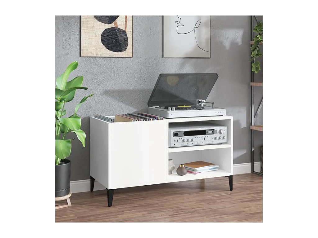 Mobile per dischi bianco 84,5x38x48 cm in derivati del legno