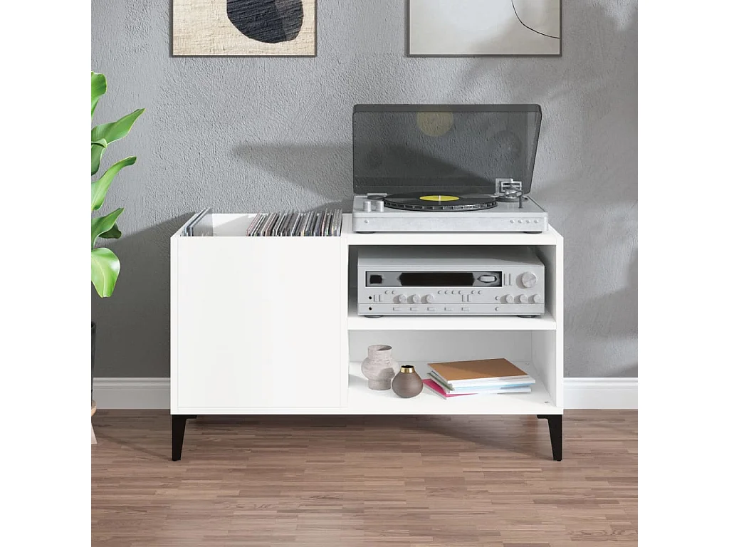 Armoire à disques blanc 84,5x38x48 cm bois d'ingénierie