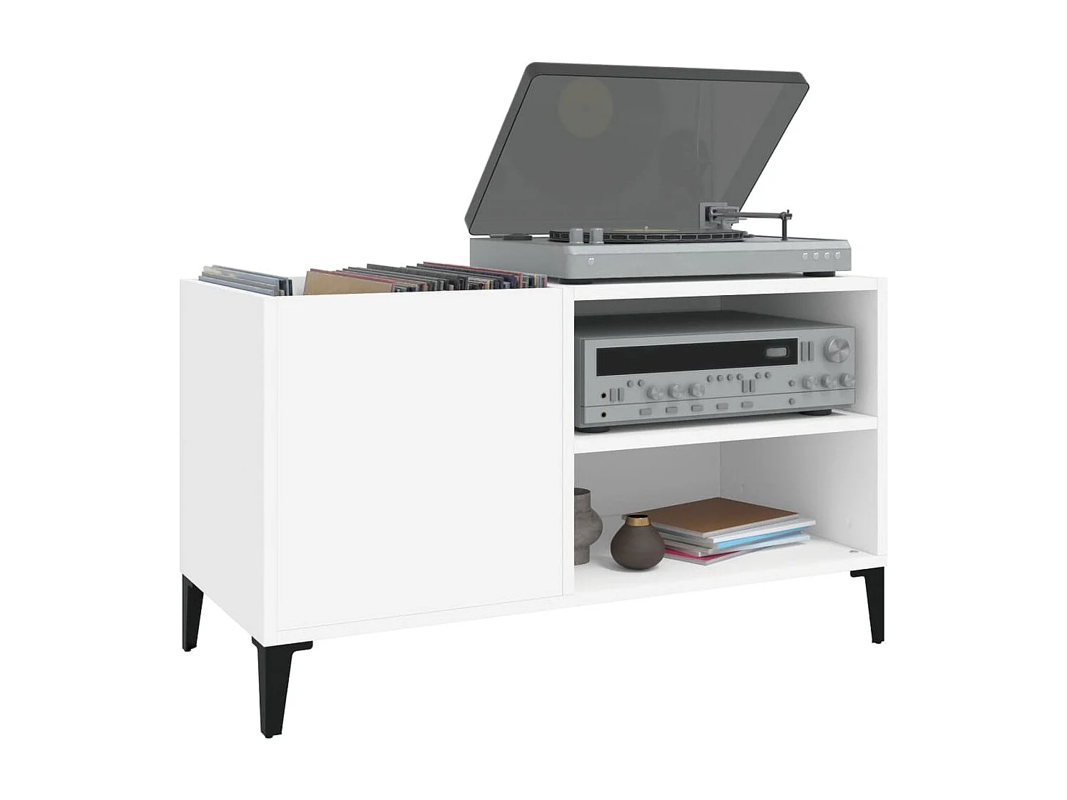 Armoire à disques blanc 84,5x38x48 cm bois d'ingénierie