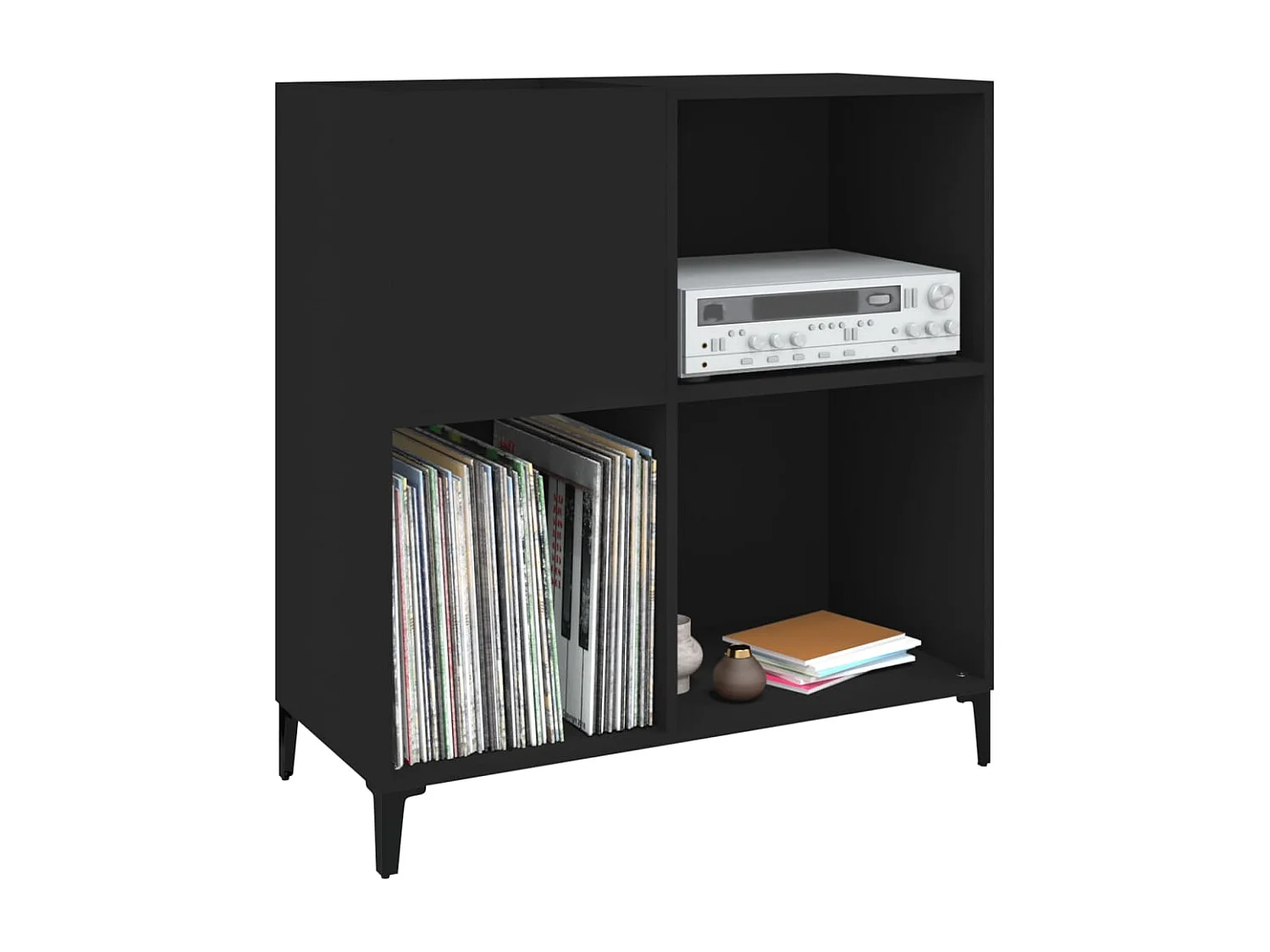 Mueble para discos negro 84,5x38x89 cm de madera contrachapada