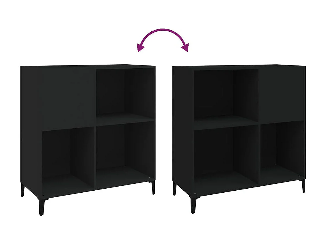 Mueble para discos negro 84,5x38x89 cm de madera contrachapada