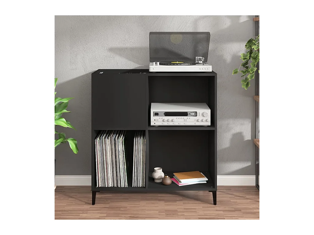 Armoire à disques noir 84,5x38x89 cm bois d'ingénierie