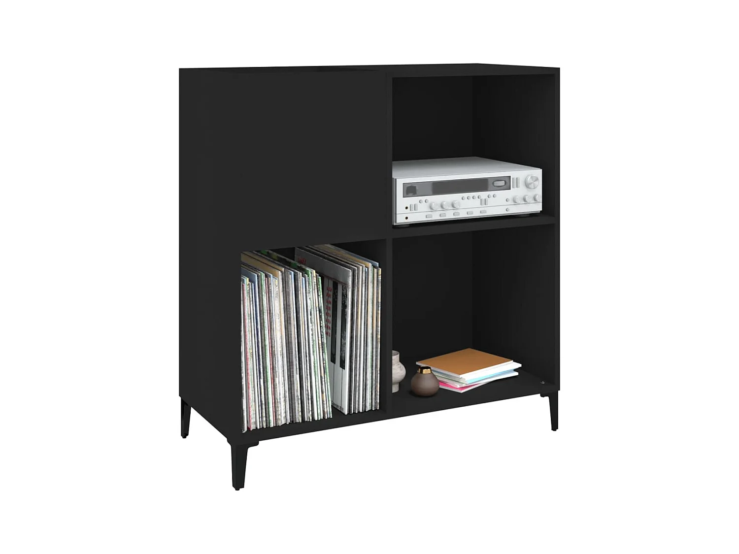 Armoire à disques noir 84,5x38x89 cm bois d'ingénierie