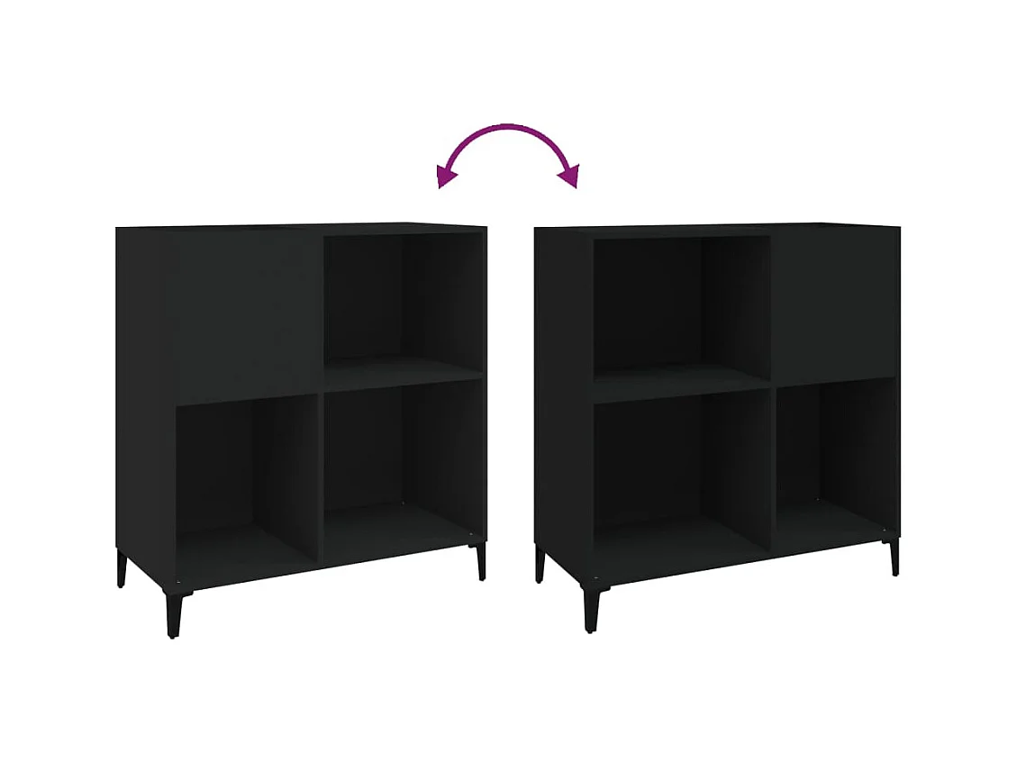 Armoire à disques noir 84,5x38x89 cm bois d'ingénierie