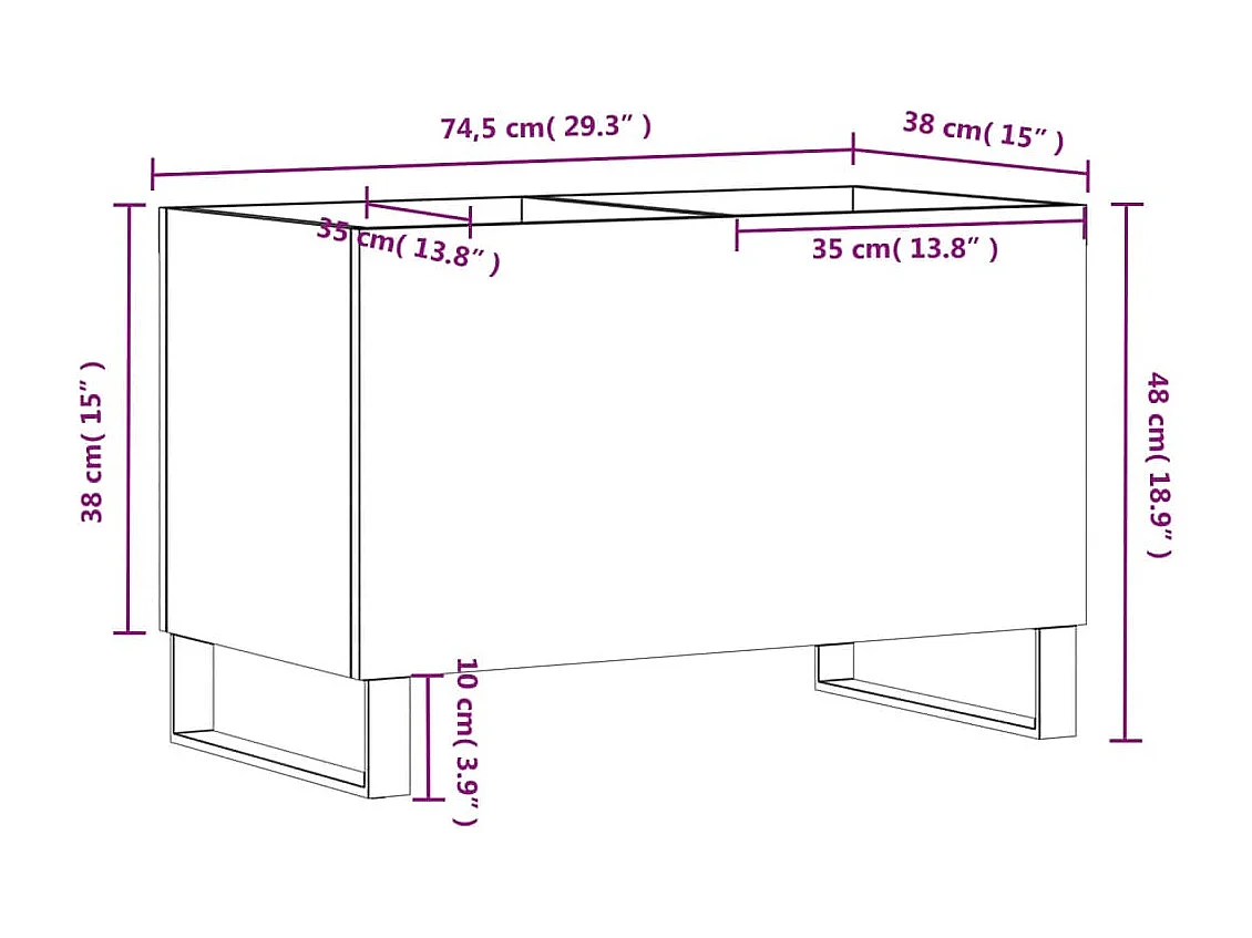 Armoire à disques sonoma gris 74,5x38x48 cm bois d'ingénierie