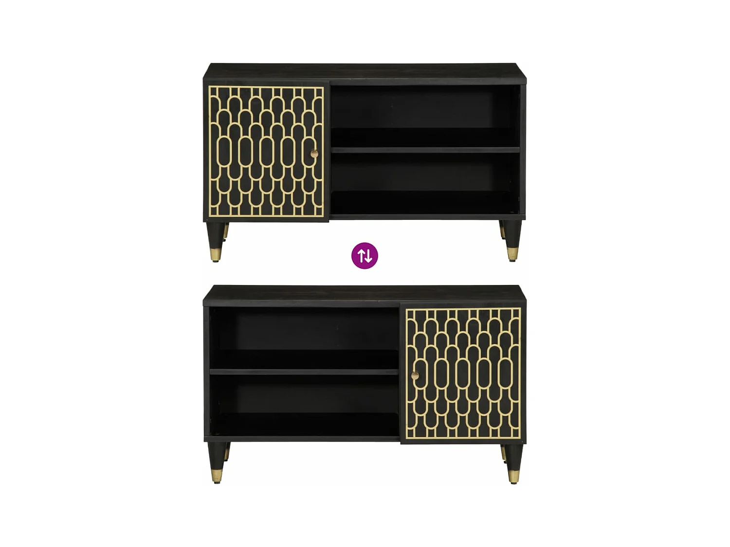Meuble TV 80x31x46 cm bois massif de manguier