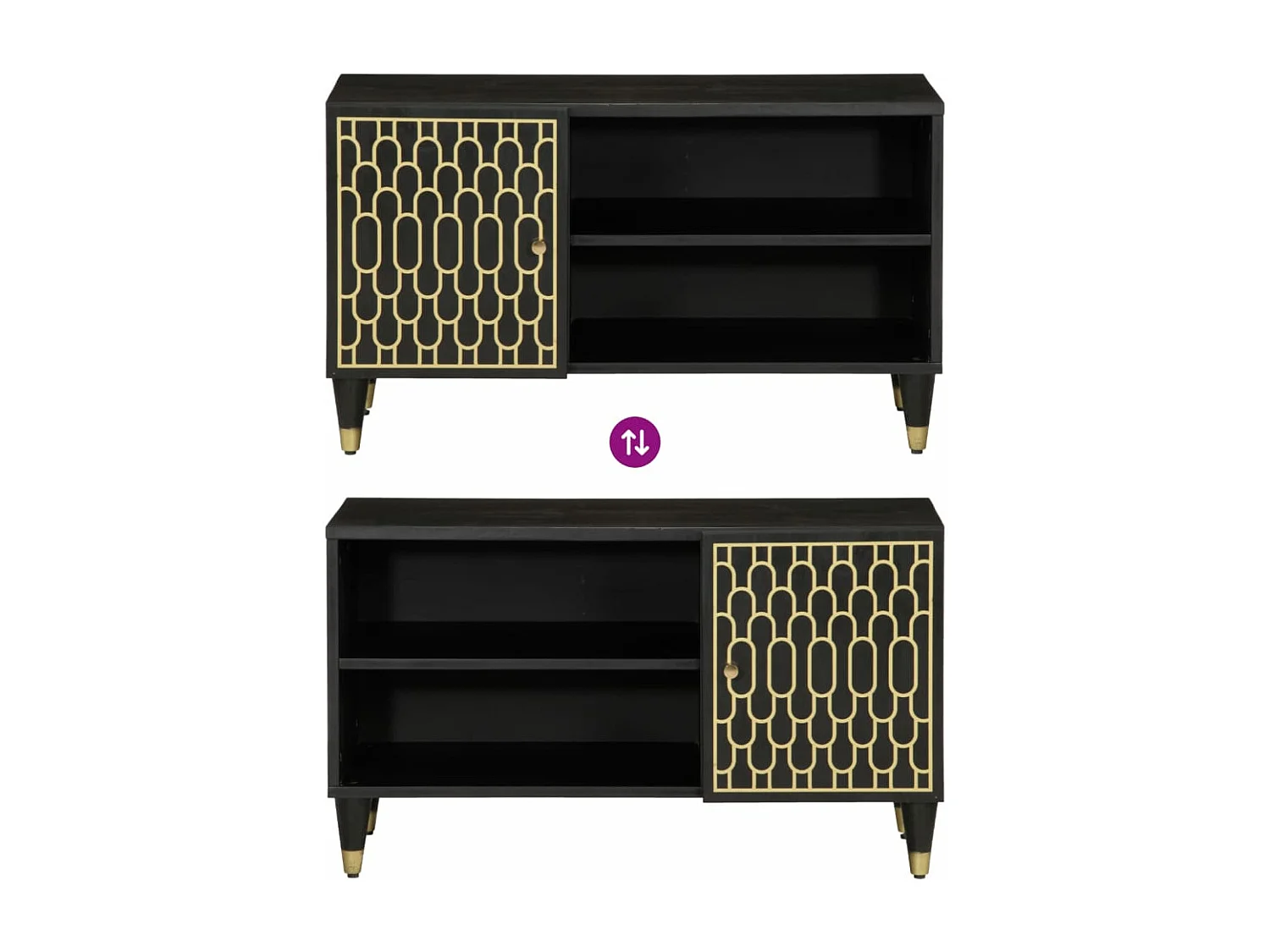 Meuble TV 80x31x46 cm bois massif de manguier