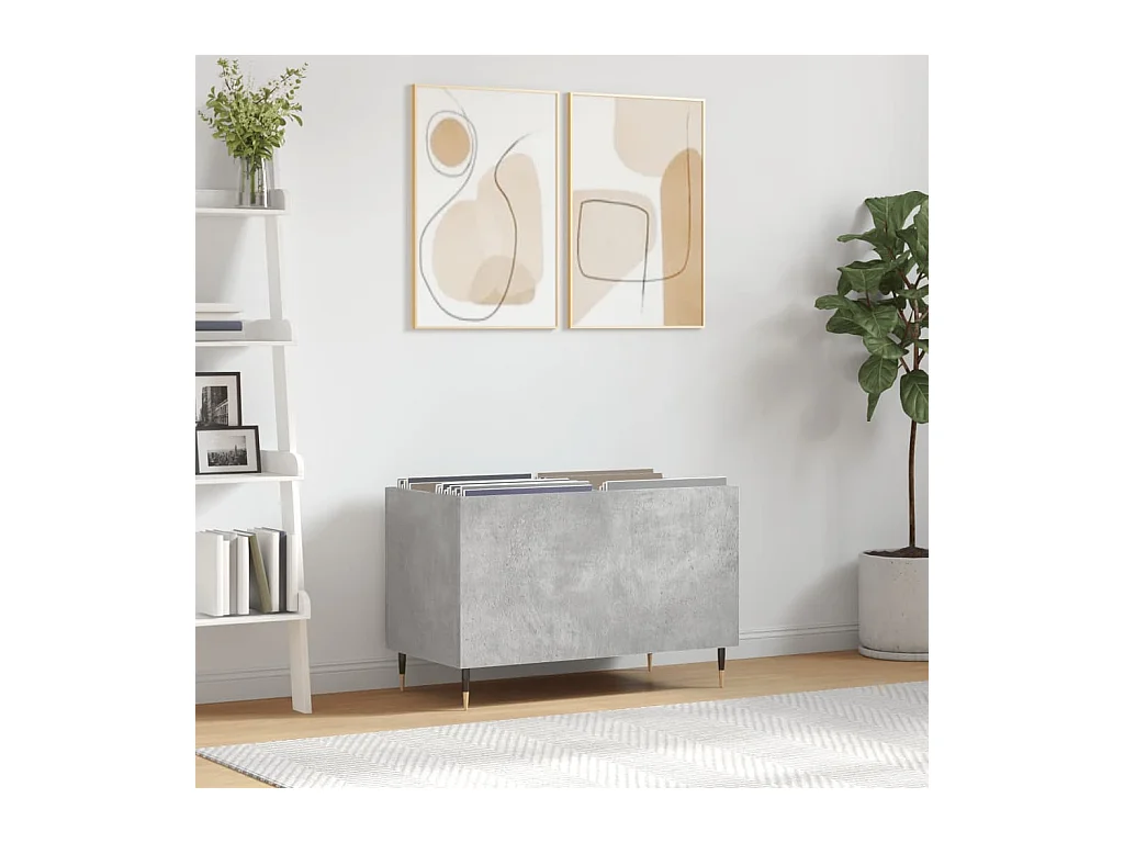 Mobile per dischi grigio cemento 74,5x38x48 cm in multistrato