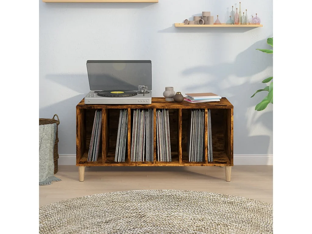 Armoire à disques chêne fumé 100x38x48 cm bois d'ingénierie
