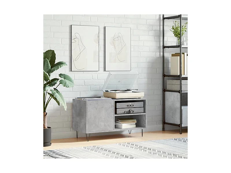 Armário de registros cinza concreto 85x38x48 cm madeira projetada