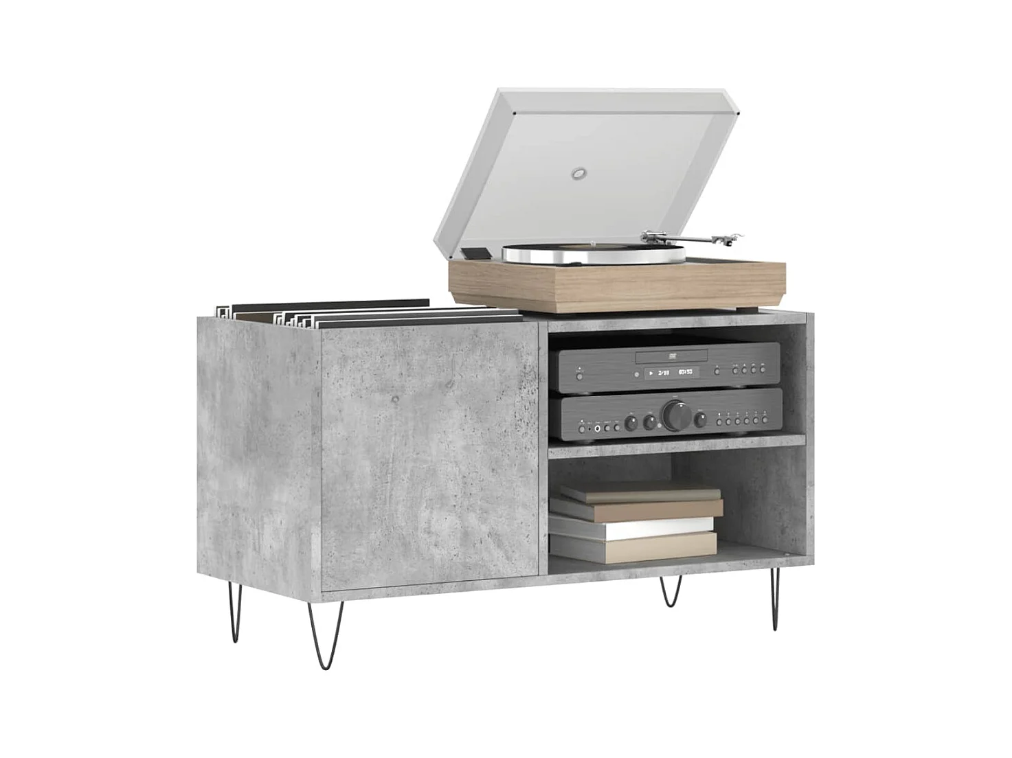 Betongrijze platenkast 85x38x48 cm samengesteld hout