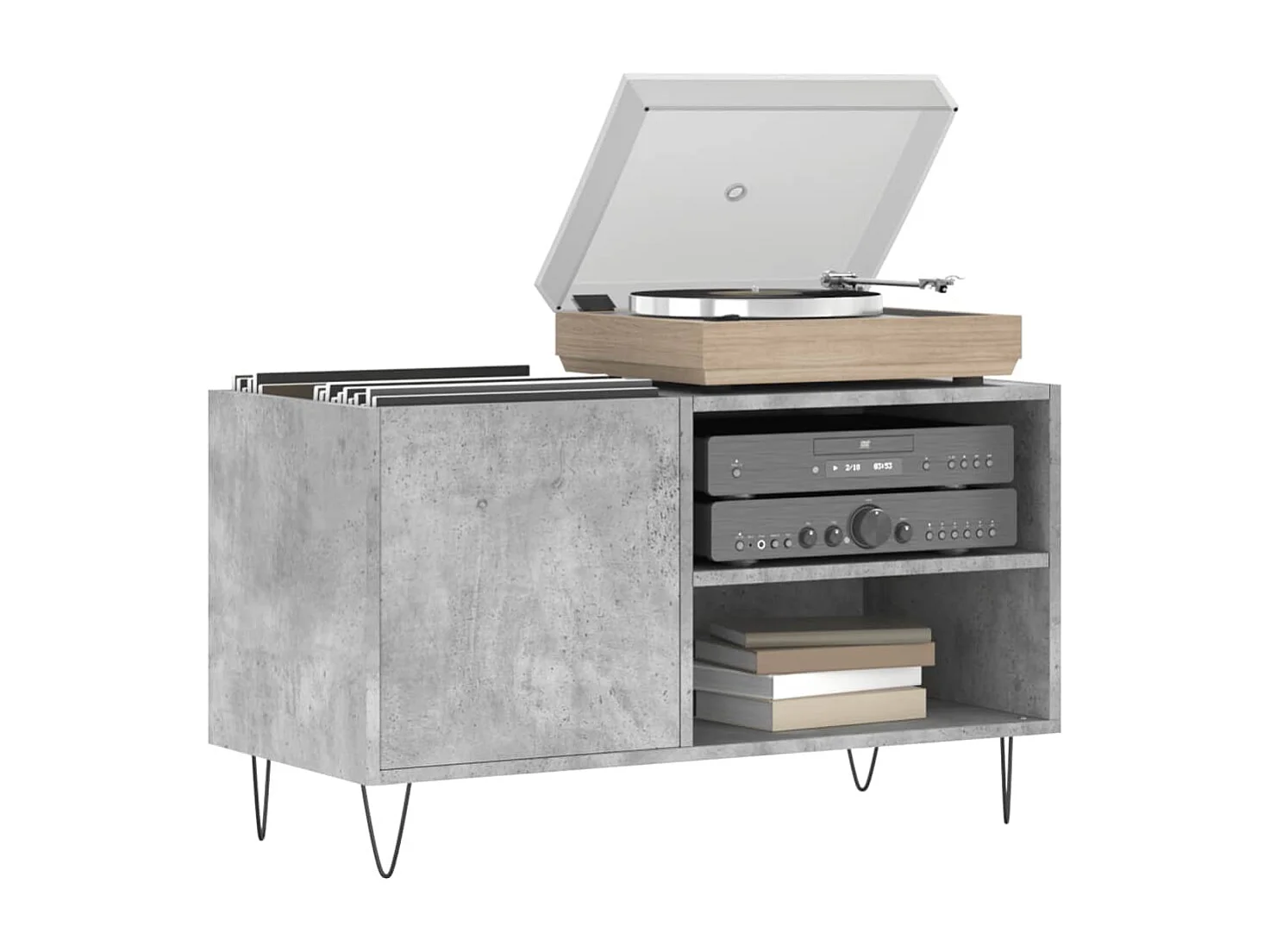 Armoire à disques gris béton 85x38x48 cm bois d'ingénierie