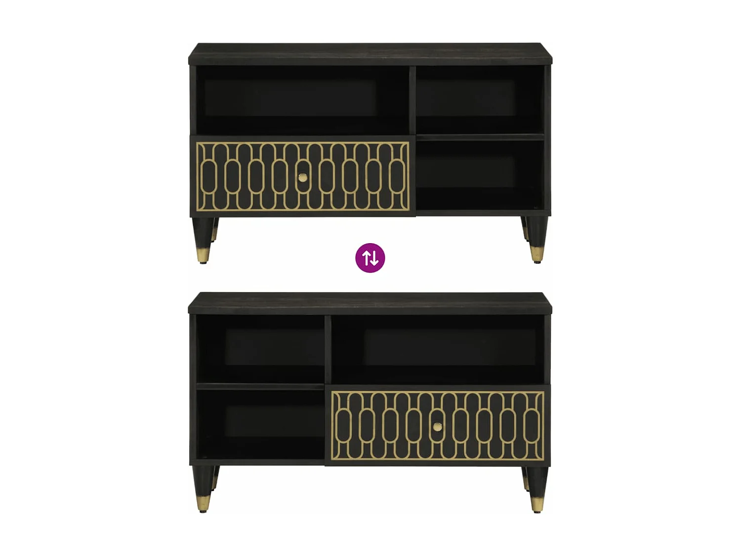 Meuble TV 80x33x46 cm bois massif de manguier