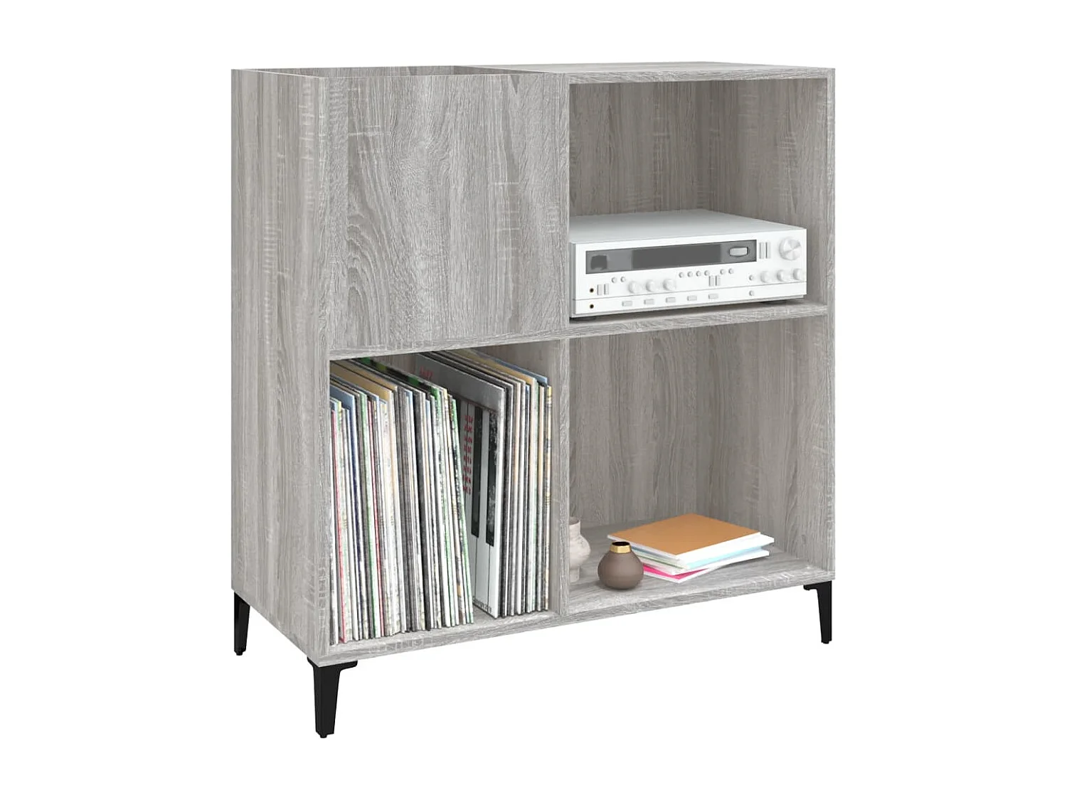 Armário de discos Sonoma cinza 84,5x38x89 cm madeira projetada