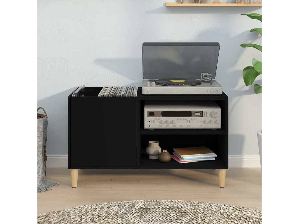 Armoire à disques noir 84,5x38x48 cm bois d'ingénierie