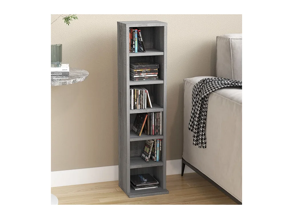 Mobile porta CD Sonoma grigio 21x20x88 cm MDF