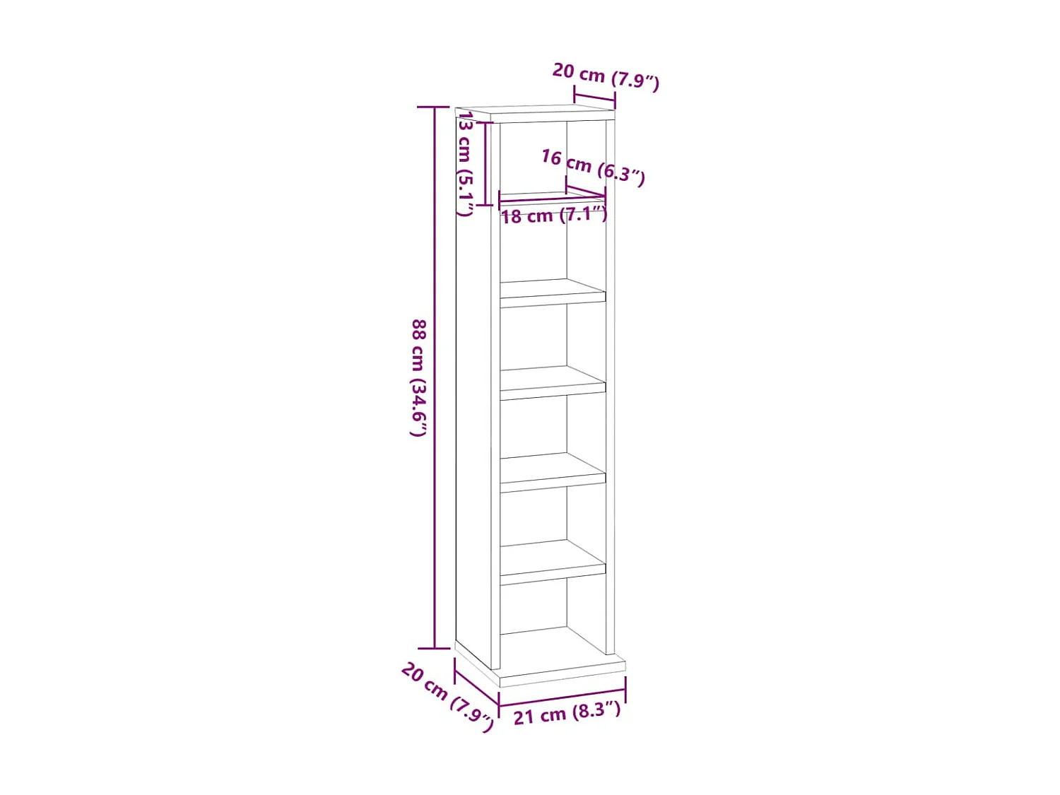 Armoire à CD Sonoma gris 21x20x88 cm Bois d'ingénierie