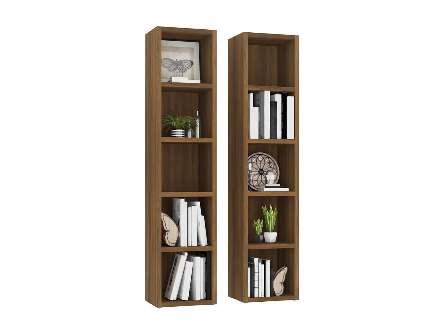 Armoires à CD 2 pcs Chêne marron 21x16x93,5cm Bois d'ingénierie