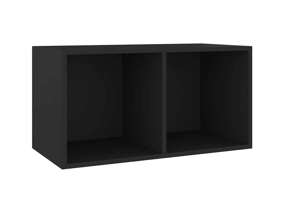 Boîte de rangement de vinyles Noir 71x34x36cm Bois d'ingénierie
