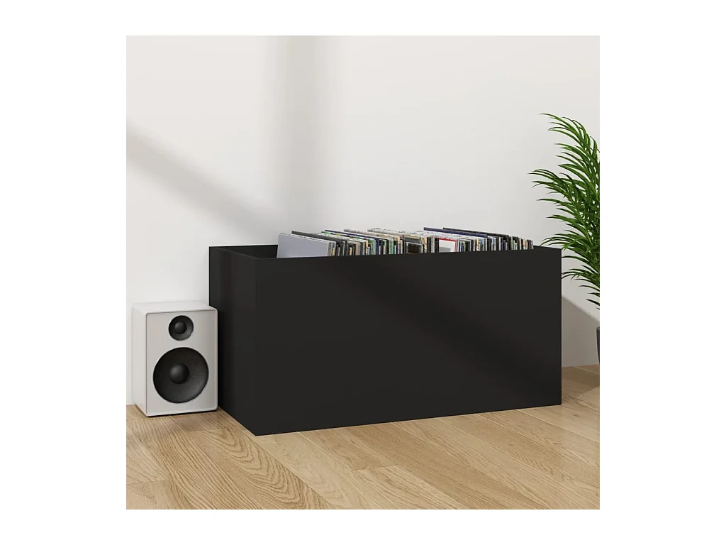 Boîte de rangement de vinyles Noir 71x34x36cm Bois d'ingénierie