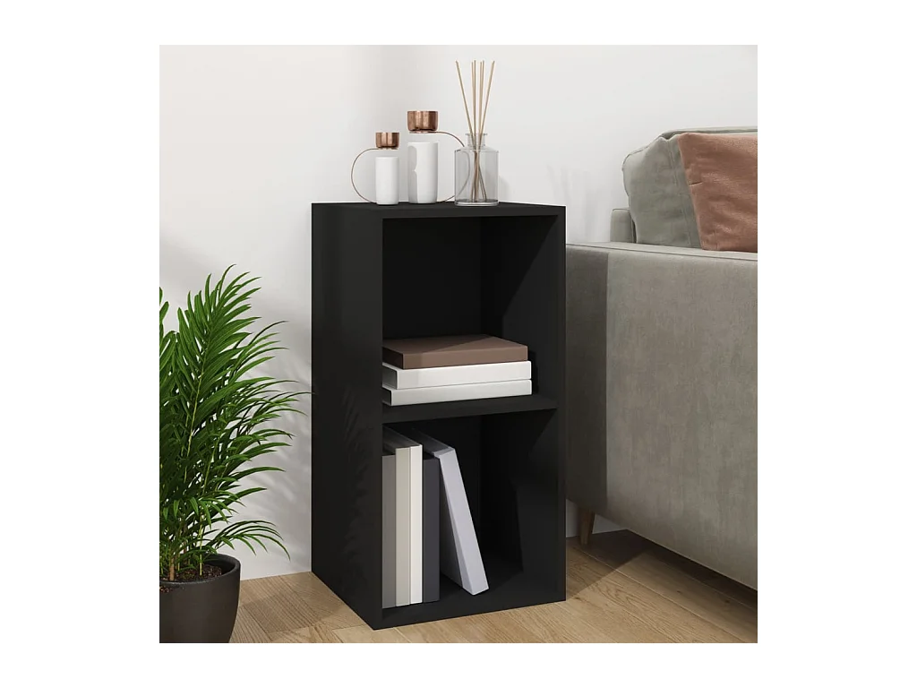Boîte de rangement de vinyles Noir 71x34x36cm Bois d'ingénierie