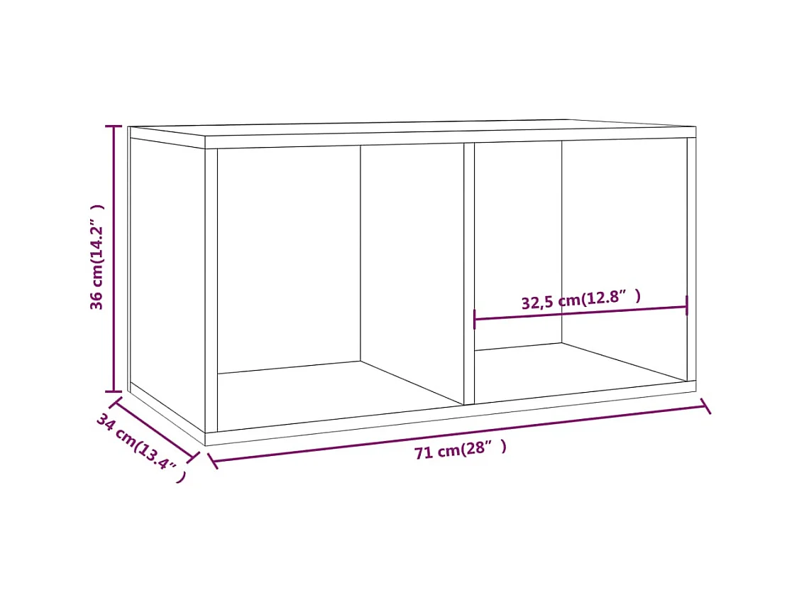 Boîte de rangement de vinyles Noir 71x34x36cm Bois d'ingénierie
