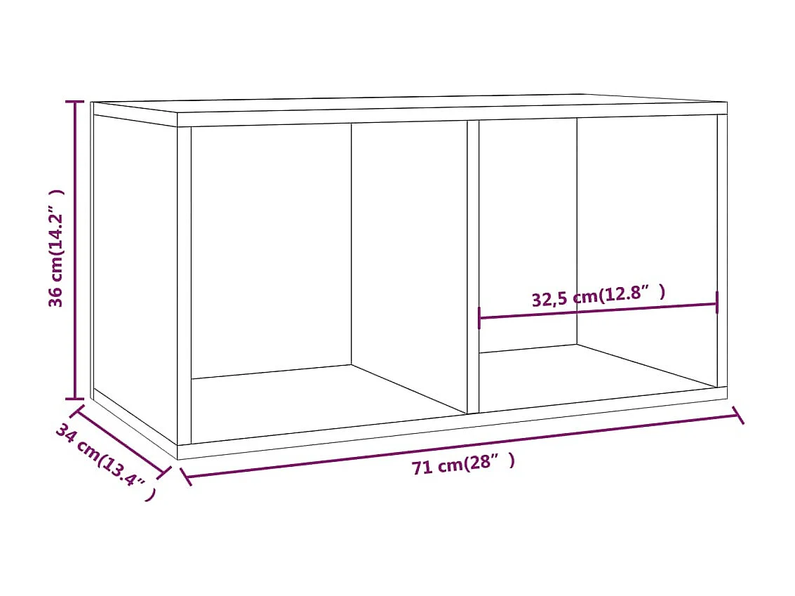 Boîte de rangement de vinyles Noir 71x34x36cm Bois d'ingénierie