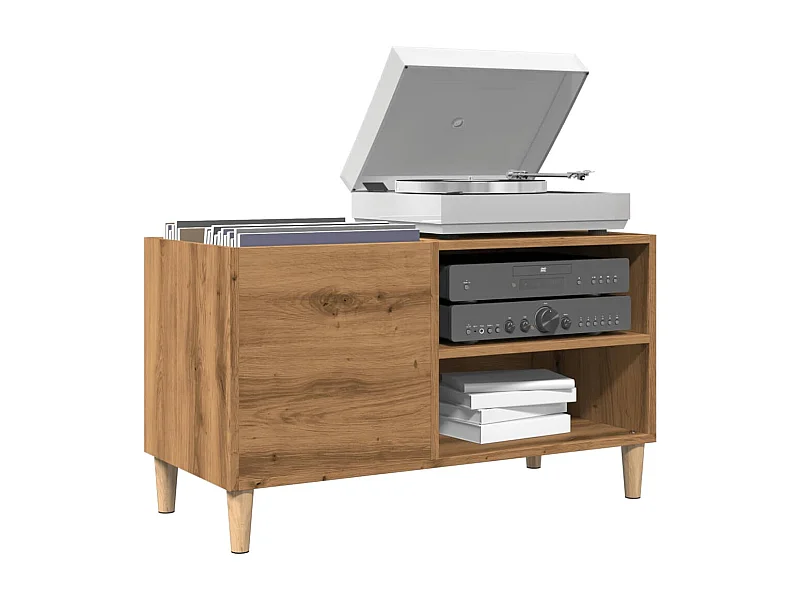 Mobile per dischi artigianale in rovere 84,5x38x48 cm in derivati del legno