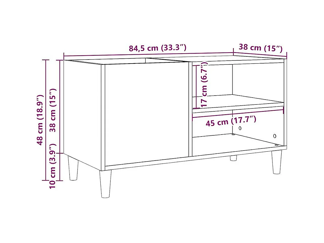Armoire à disques chêne artisanal 84,5x38x48 cm bois ingénierie