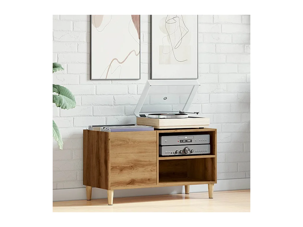 Armoire à disques chêne artisanal 84,5x38x48 cm bois ingénierie