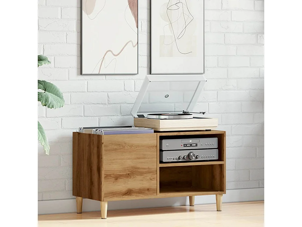 Armoire à disques chêne artisanal 84,5x38x48 cm bois ingénierie