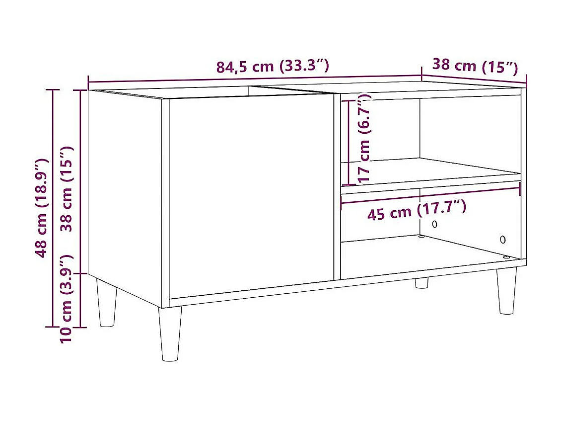 Armoire à disques chêne artisanal 84,5x38x48 cm bois ingénierie