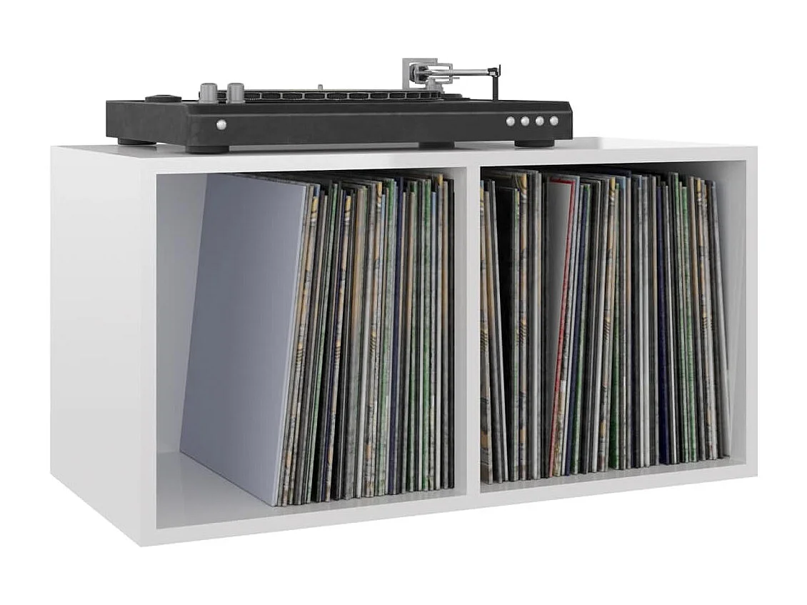 Caja de almacenamiento de vinilo Blanco brillo 71x34x36 cm