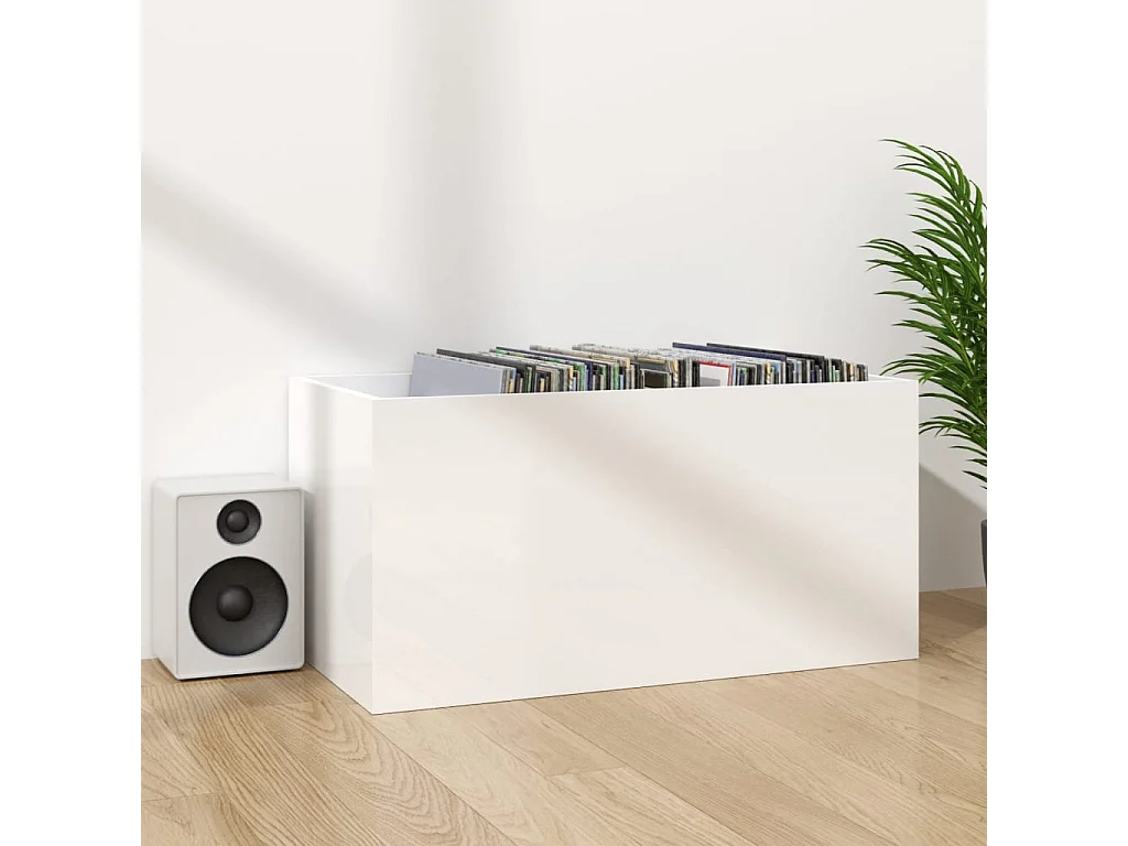 Caixa de armazenamento de vinil branco brilhante 71x34x36 cm